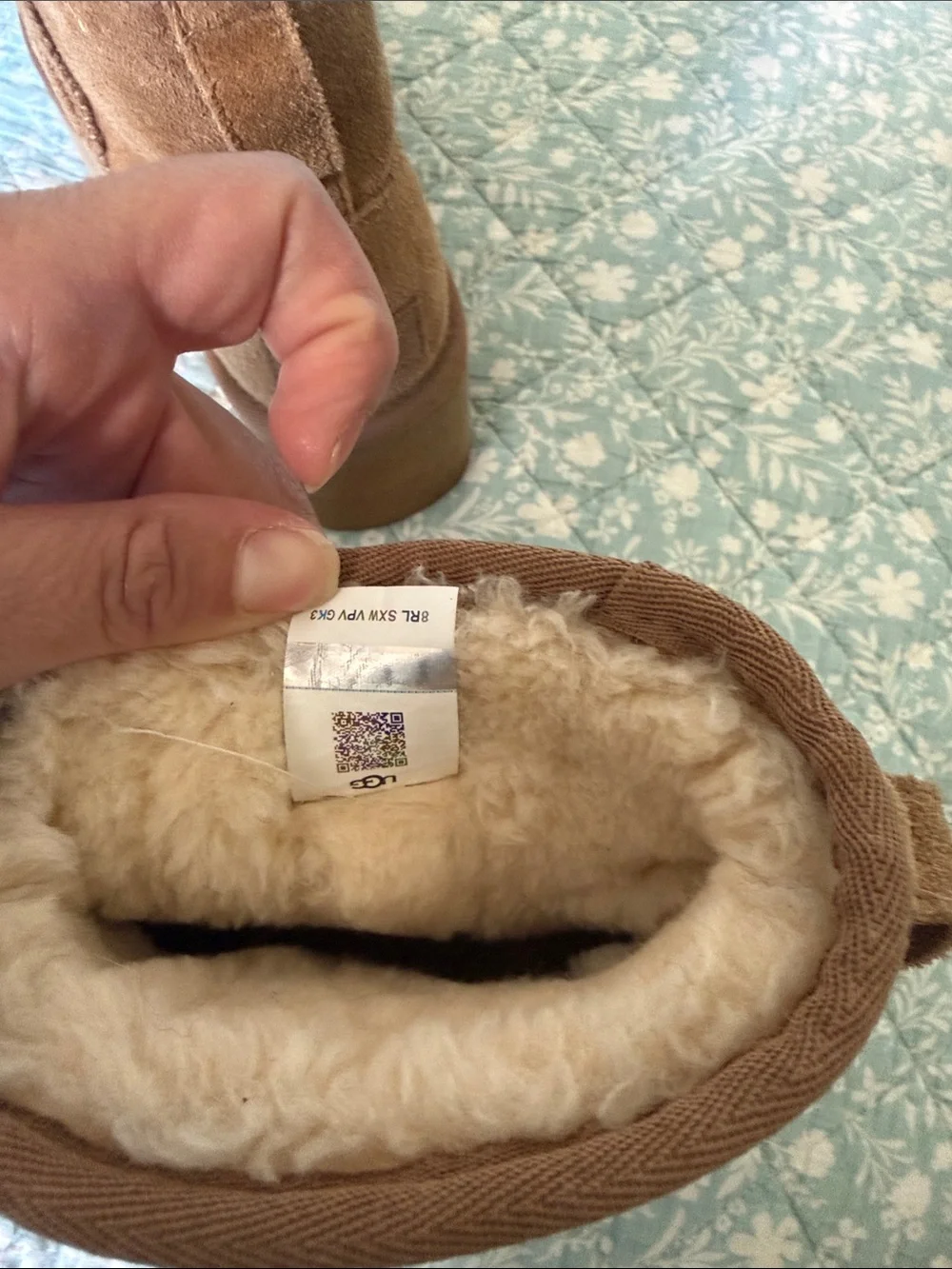 UGG Chestnut Suede Short Platform Booties with Shearling